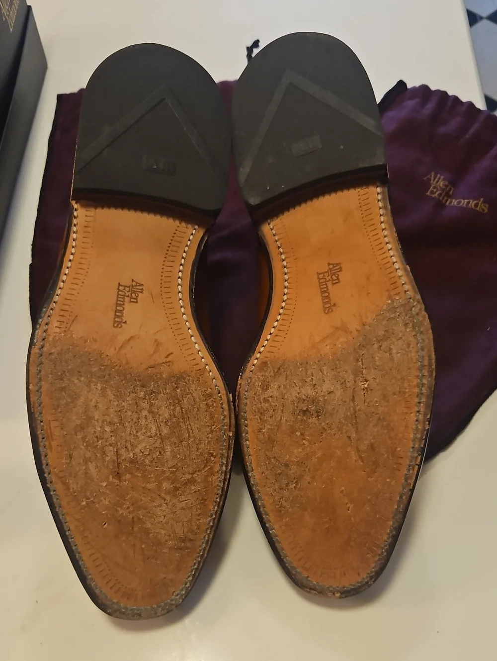 Allen Edmonds Tan Leather Cap-Toe Derby Shoes